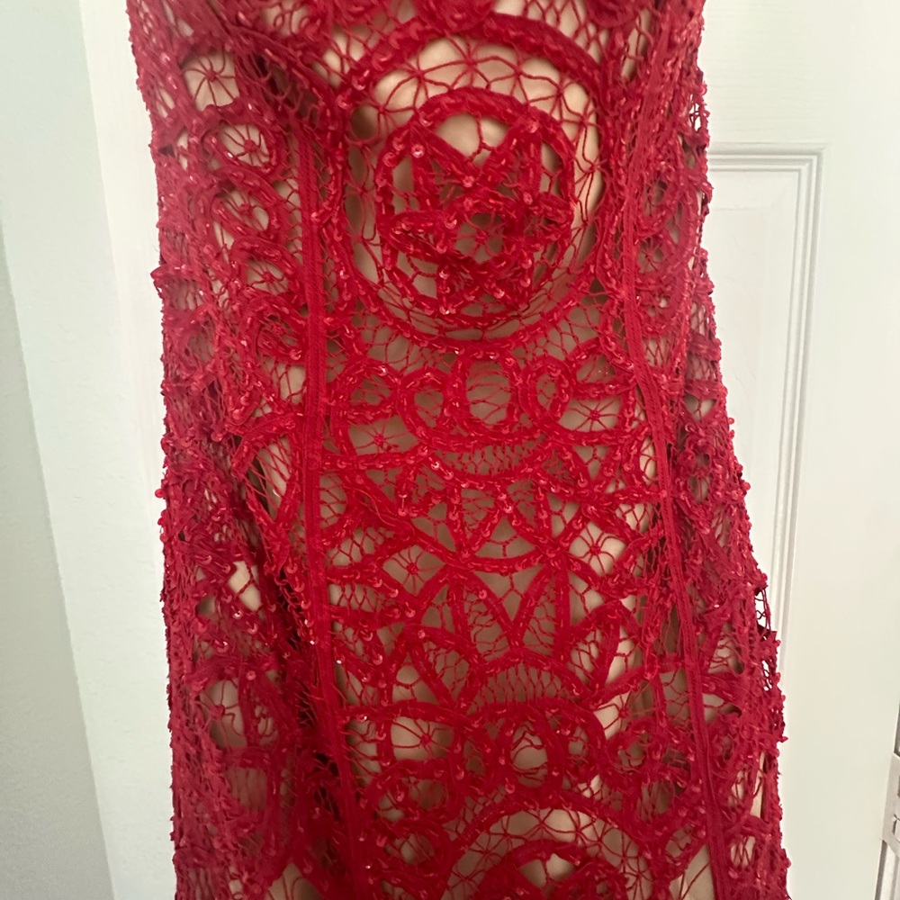 Jovani red prom dress size 10 - Picture 5 of 10